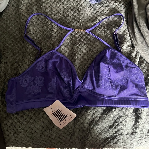 NWT Savage X Fenty strap up lace bralette in taboo blue - Picture 3 of 3
